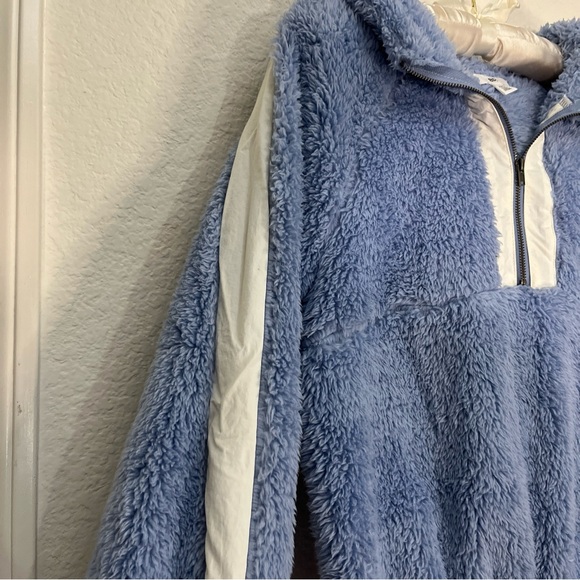 NEW BP Blue Hoodie Teddy Fleece Half Zip Pull Over Jacket Cozy Athleisure Sz XXS - Picture 4 of 10